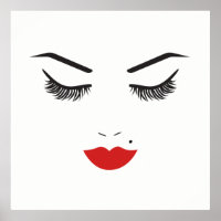 Maquillaje de Belleza Cara Pestañas y Labios Rojos