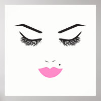 Maquillaje de Belleza Cara Pestañas y Labios Rosad