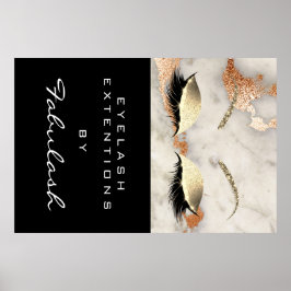 Póster Maquillaje Salón De Belleza Marble Lash Nombre Már