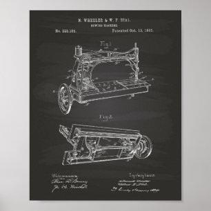 Póster Máquina de coser 1885 Patent Art - Chalkboard