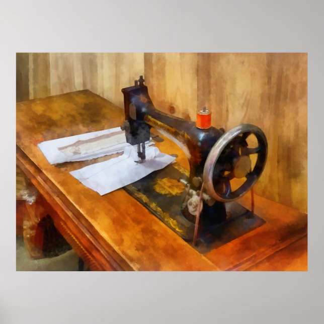 Póster Máquina De Coser Con Hilo Naranja (Frente)