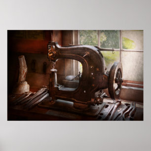 Póster Máquina de coser - Cuero - Alcantarillado de silla