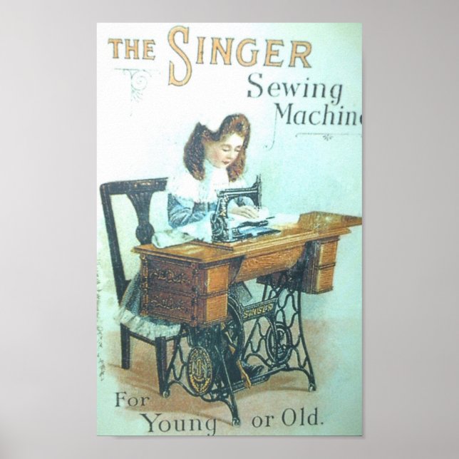 Póster Máquina de coser de cantante vintage (Frente)