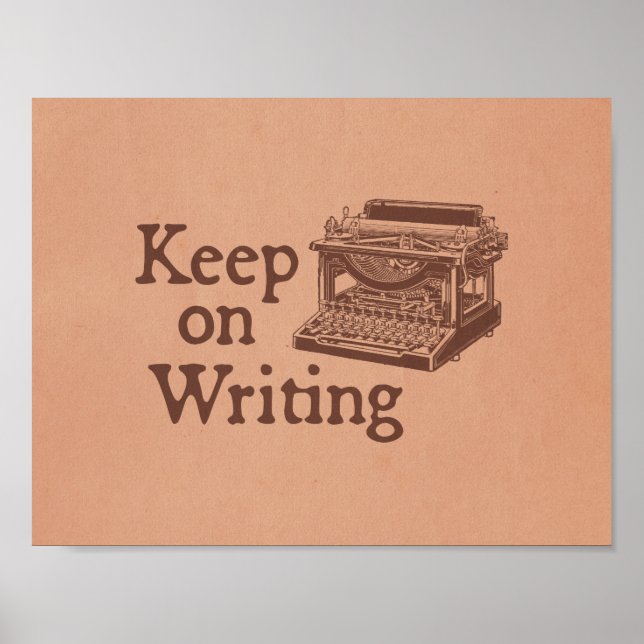 Póster Máquina de escribir marrón y viejo (Frente)
