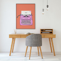 Máquina de escribir rosa y Naranja retro