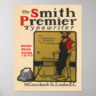 Póster Máquina de escribir Smith Premier Tipo 1900