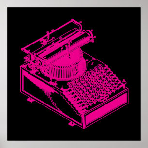 Póster Máquina de escritura de tipo magenta