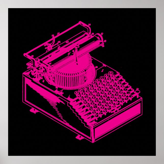 Póster Máquina de escritura de tipo magenta (Frente)