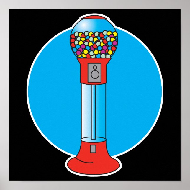 Póster máquina de goma retro (Frente)