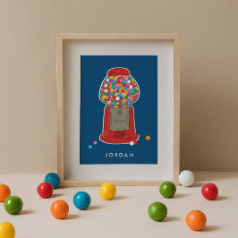 Póster Máquina de Gumballos Rojos Candy Bubble Gum Person