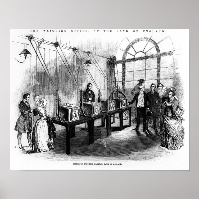 Póster Máquina de pesaje soberano, Banco de Inglaterra (Frente)