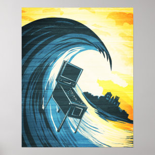 Póster Máquina de pinball que practica surf