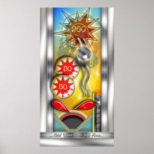 Póster Máquina de pinball retra divertida personalizada