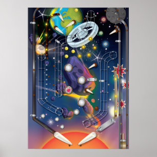 Póster Máquina de pinball Super Space
