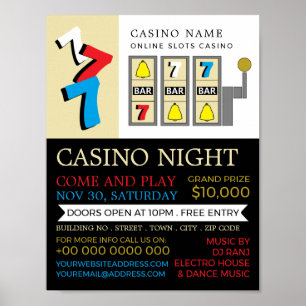 Póster Máquina de ranura, noche de casino, industria de j