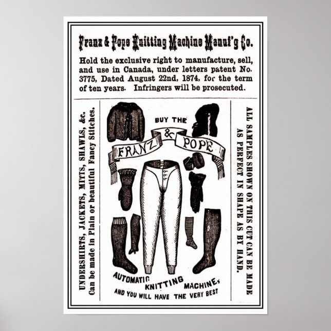 Póster Máquina de tejido antiguo de 13" x 19" y (Frente)