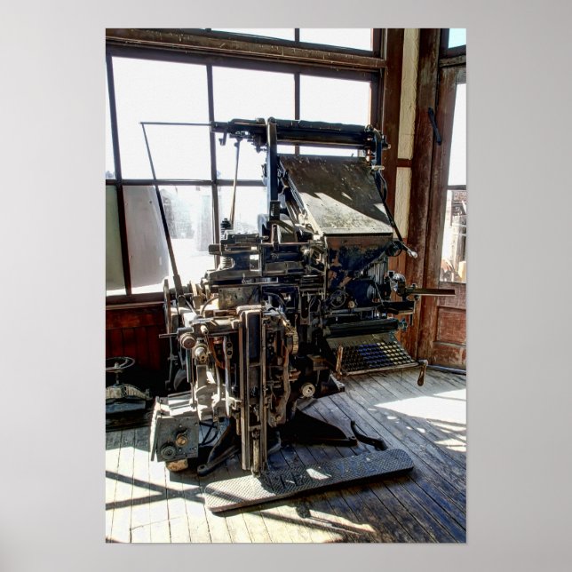 PÓSTER MÁQUINA DE TIPOS DE PERIÓDICOS INTERTIPO (Frente)