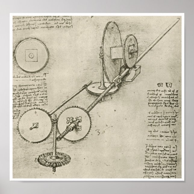 Póster Máquina para moldear arenas de hierro, Da Vinci (Frente)