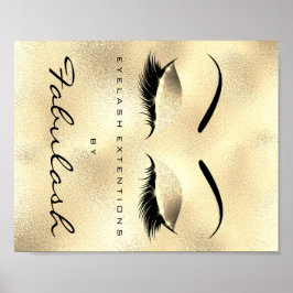 Póster Máquina Salón de Belleza Nombre Dorado GlamGlitter