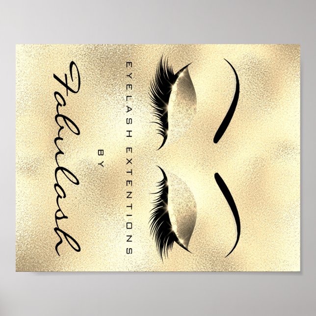 Póster Máquina Salón de Belleza Nombre Dorado GlamGlitter (Frente)