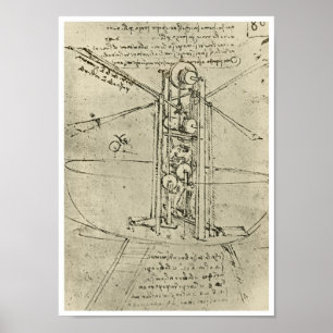 Póster Máquina voladora, Leonardo da Vinci, 1488