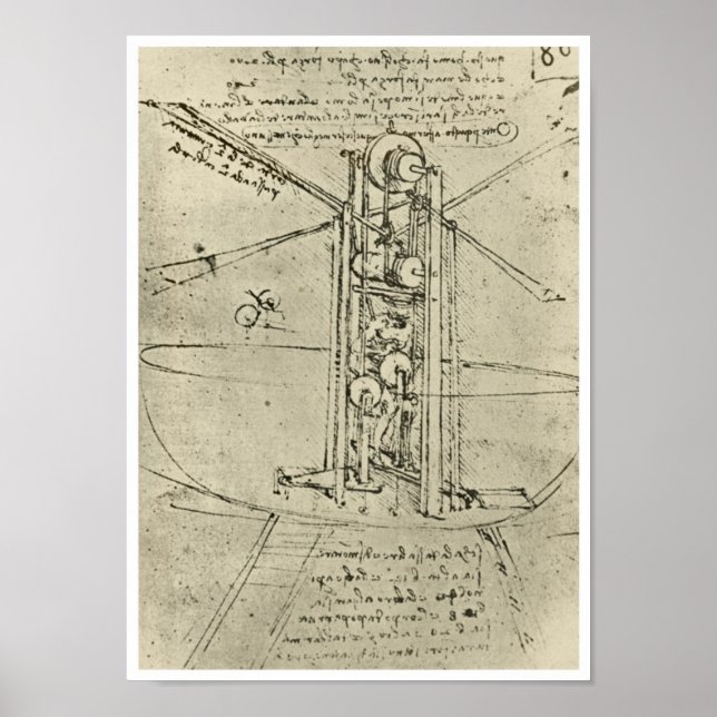 Póster Máquina voladora, Leonardo da Vinci, 1488 (Frente)