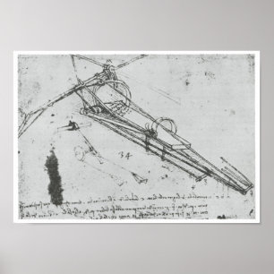 Póster Máquina voladora, Leonardo da Vinci, 1490
