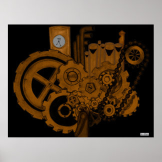 Póster Maquinaria de vapor (cobre)