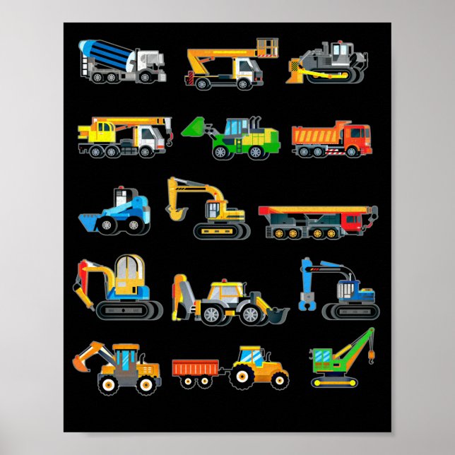 Póster Maquinaria para vehículos de excavación de la cons (Frente)