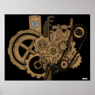 Póster Maquinaria Steampunk (Brassy)