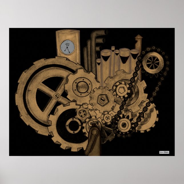Póster Maquinaria Steampunk (Brassy) (Frente)