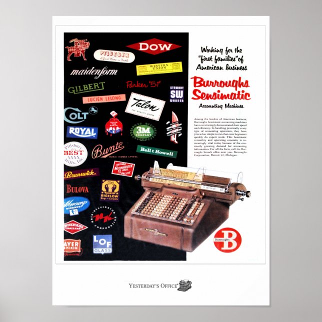 Póster Máquinas de contabilidad de Office Burroughs de ay (Frente)