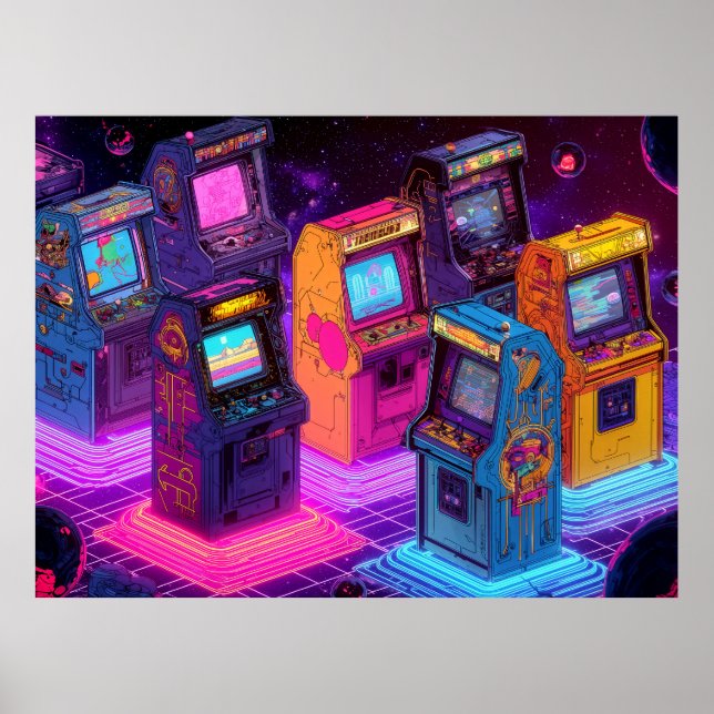 Póster Máquinas retro arcade (Frente)