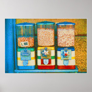 Póster Máquinas retro italianas de vending de nueces de l