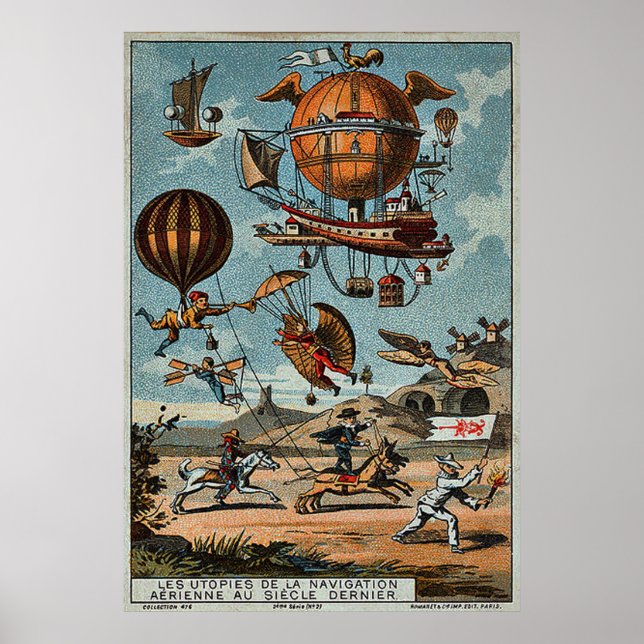 Póster Máquinas voladoras utópicas 1890 ~ 1900 (Frente)