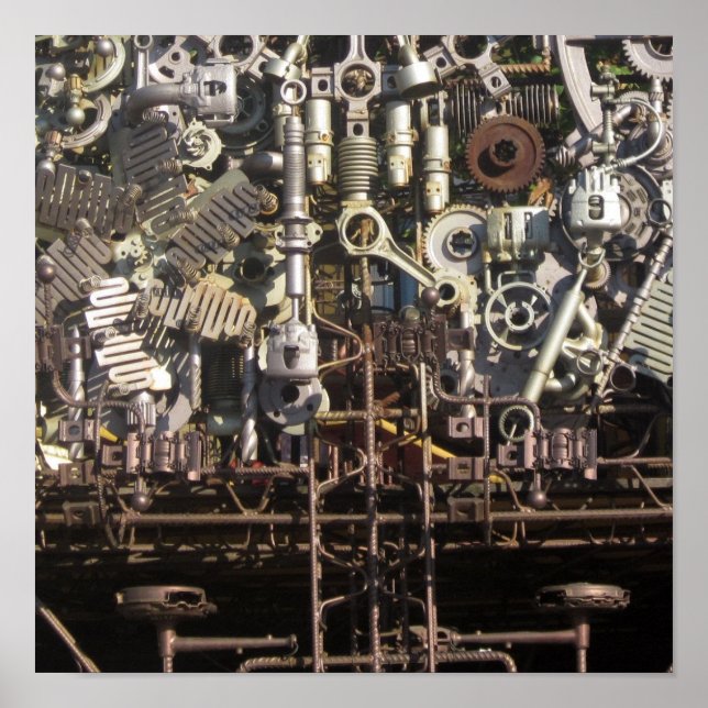 Póster Máquinas y máquinas de máquinas mecánicas Steampun (Frente)
