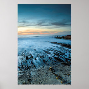 Póster Mar azul al atardecer, California