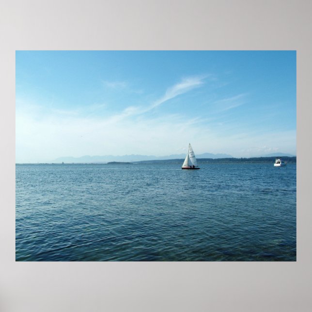 Póster mar, barcos y cielo (Frente)