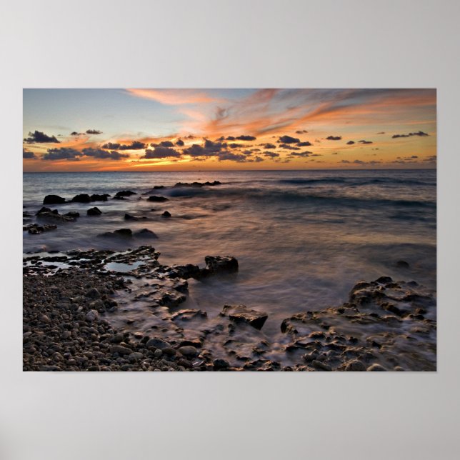 Póster Mar Caribe, Islas Caimán. Olas rompientes 2 (Frente)