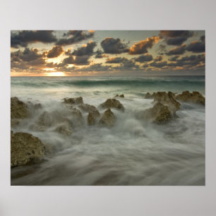 Póster Mar Caribe, Islas Caimán. Olas rompientes 3