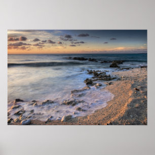 Póster Mar Caribe, Islas Caimán. Ondas que se estrellan