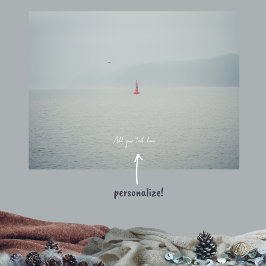 Póster Mar de invierno tranquilo y poster de faro rojo