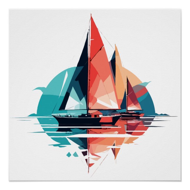 Póster Mar de la vela Tranquilidad Océano Aventura al air (Anverso)