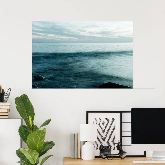 Póster Mar de larga exposición (Oficina en casa)