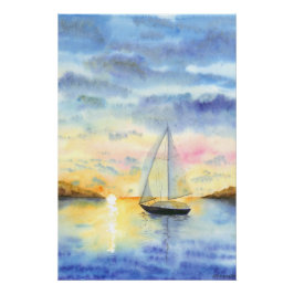 Póster Mar en la puesta del sol