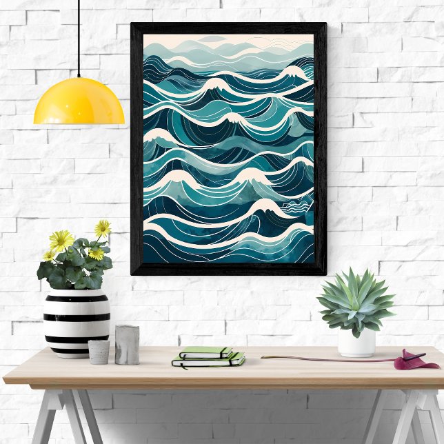 Póster Mar Sereno: Un Ilustracion de olas acuáticas (Subido por el creador)