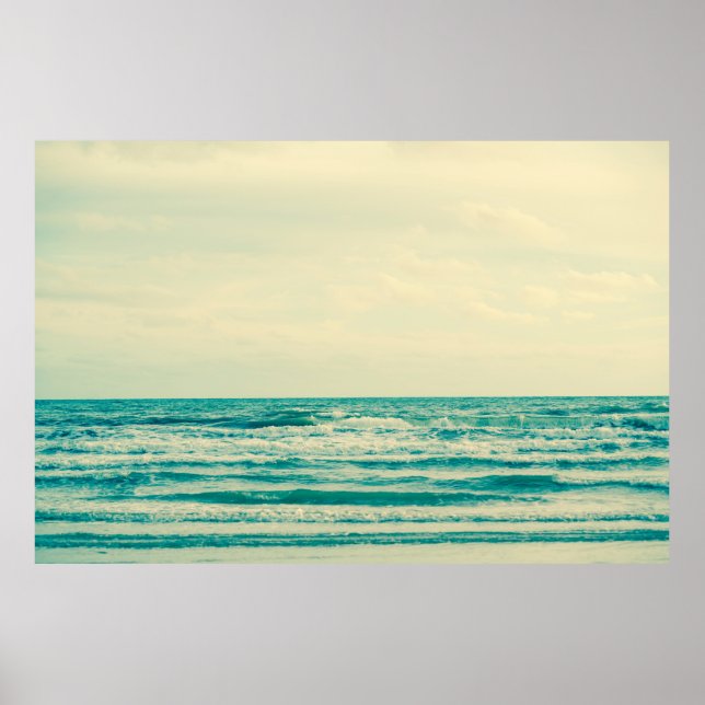 Póster Mar tropical natural y playa con olas de viento en (Frente)