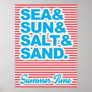 Póster Mar y Sol y Sal y Arena, verano