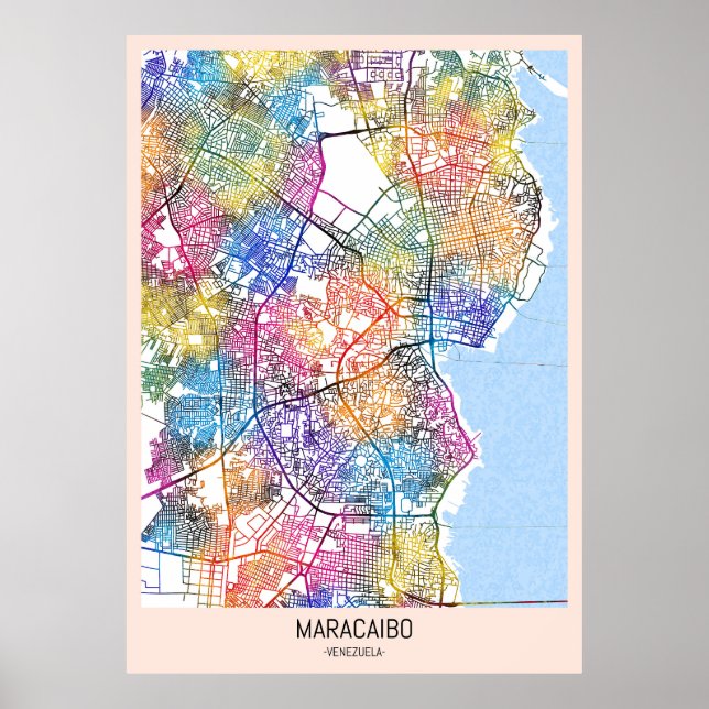 Póster Maracaibo Venezuela City Map (Frente)