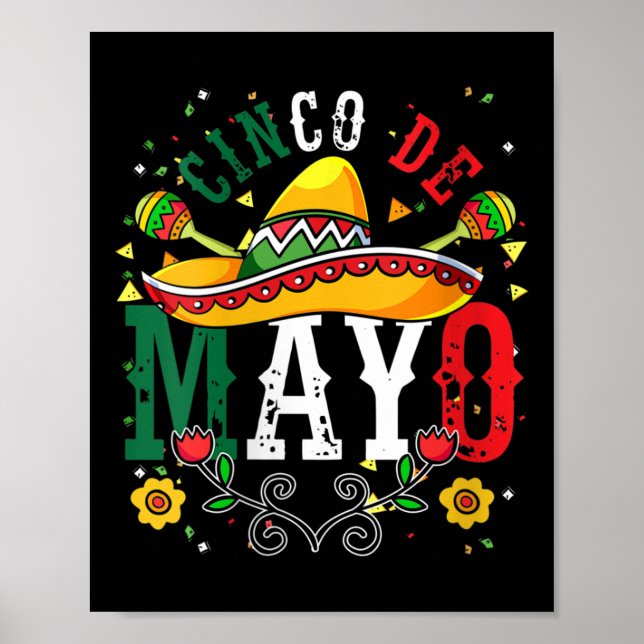 Póster Maracas Fiesta mexicana Fiesta Sombrer (Frente)